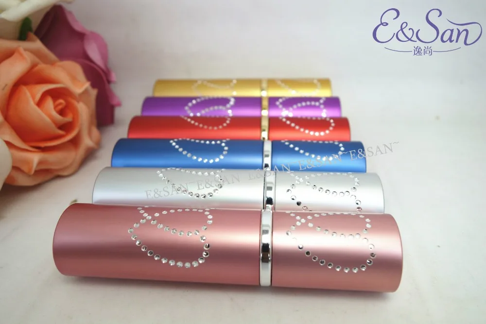 

Refillable 10ML Upper and Lower Double-hearted Aluminum Tube Lipstick Perfume Glass Empty Spray Cosmetic Bottle 10PCS/LOT