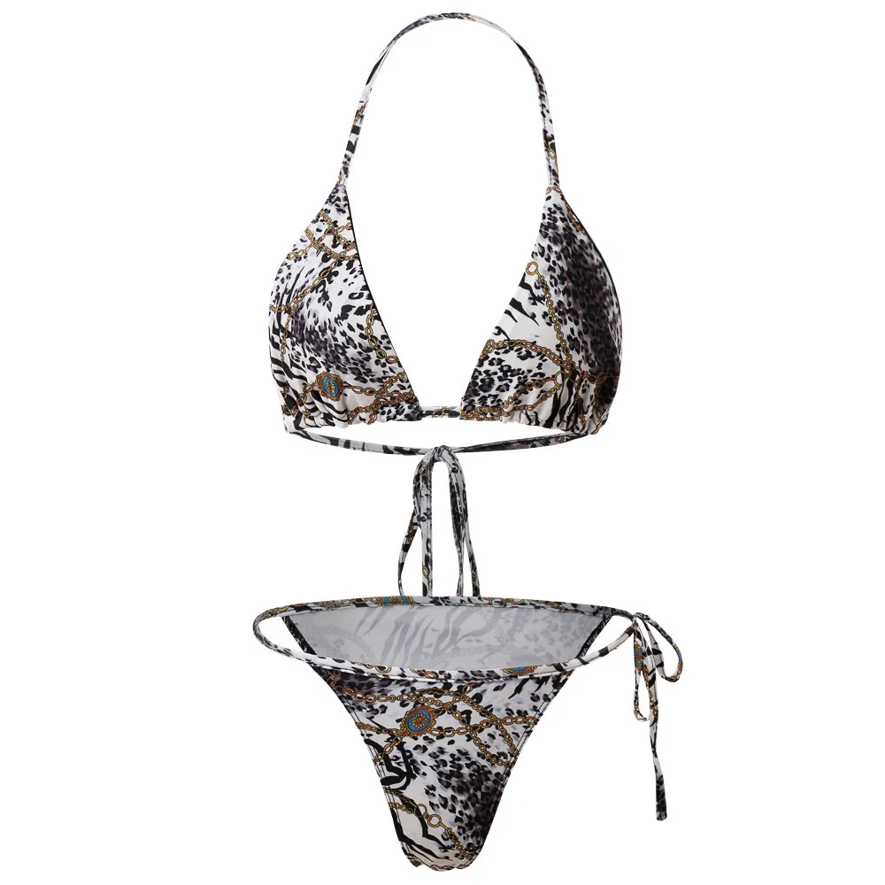 

Sexy Leopard Print Three Pieces Bikini Sets With Long Sleeve Cover Up High Cut Thong Bathing Suit Bandage Swimsuit Women Biquini