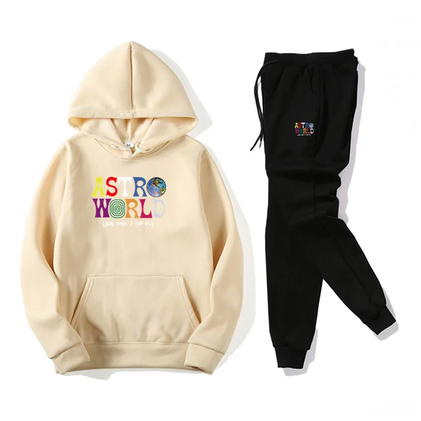

ASTROWORLD car logo brand hot sale sports hoodie men's hoodie + pants suit men and women street sports casual wear