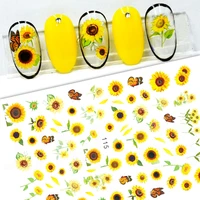 sunflower nail stickers floral flower nail art water decals transfer foils for nails supply watermark small design manicure