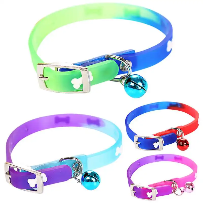 Регулируемый питомец Кошка Собака Кости узоры силиконовый Тяговый воротник с