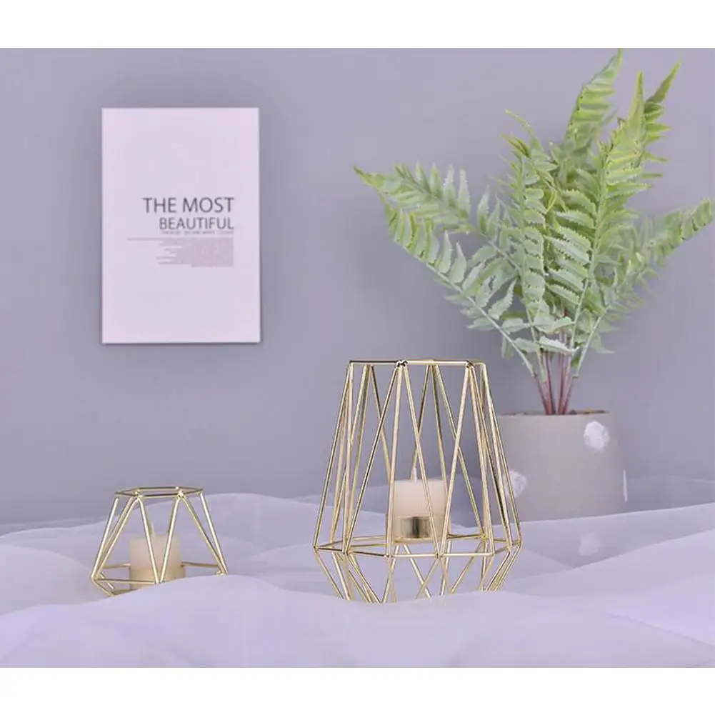

Iron 3D Geometric Metal Candle Holders Nordic Style Crafts Candlestick Mood Tea Light Holder for Wedding Home Decor