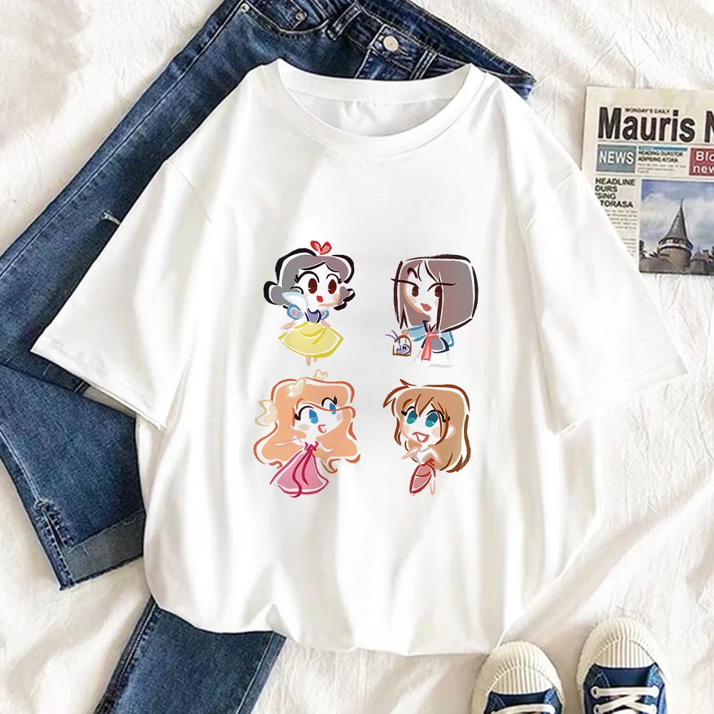 Женская футболка с графическим принтом диснеевских принцесс милые