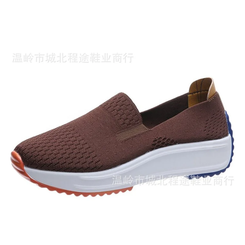 

2021 Women's Mesh Knitted Sports Breathable Women's Lok Fu Women's Elastic Belt Women's Casual Foot Comfortable Shoes