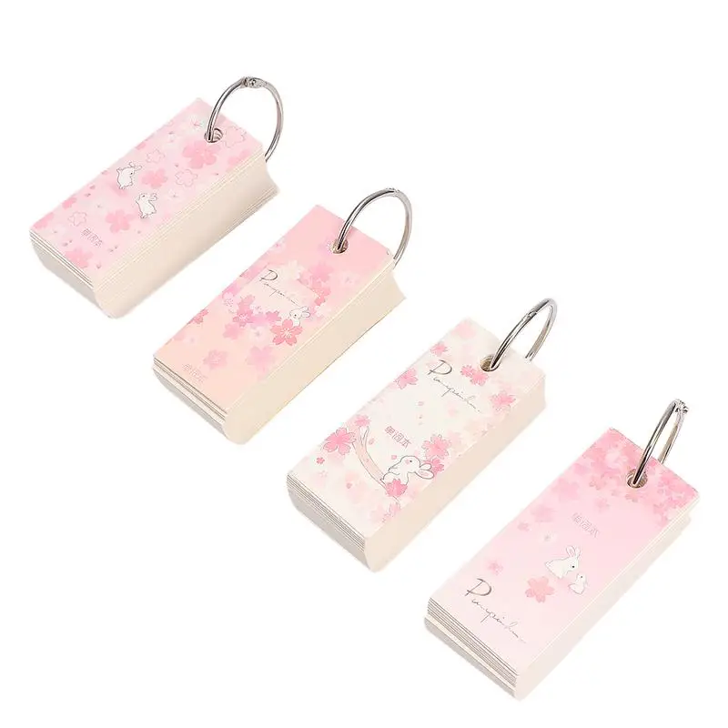 

4pcs Sakura Pink Binder Note Pads Portable Loose-Leaf Notepad Flash Cards Memo Scratch Notes Pads for School (Mixed Pattern)