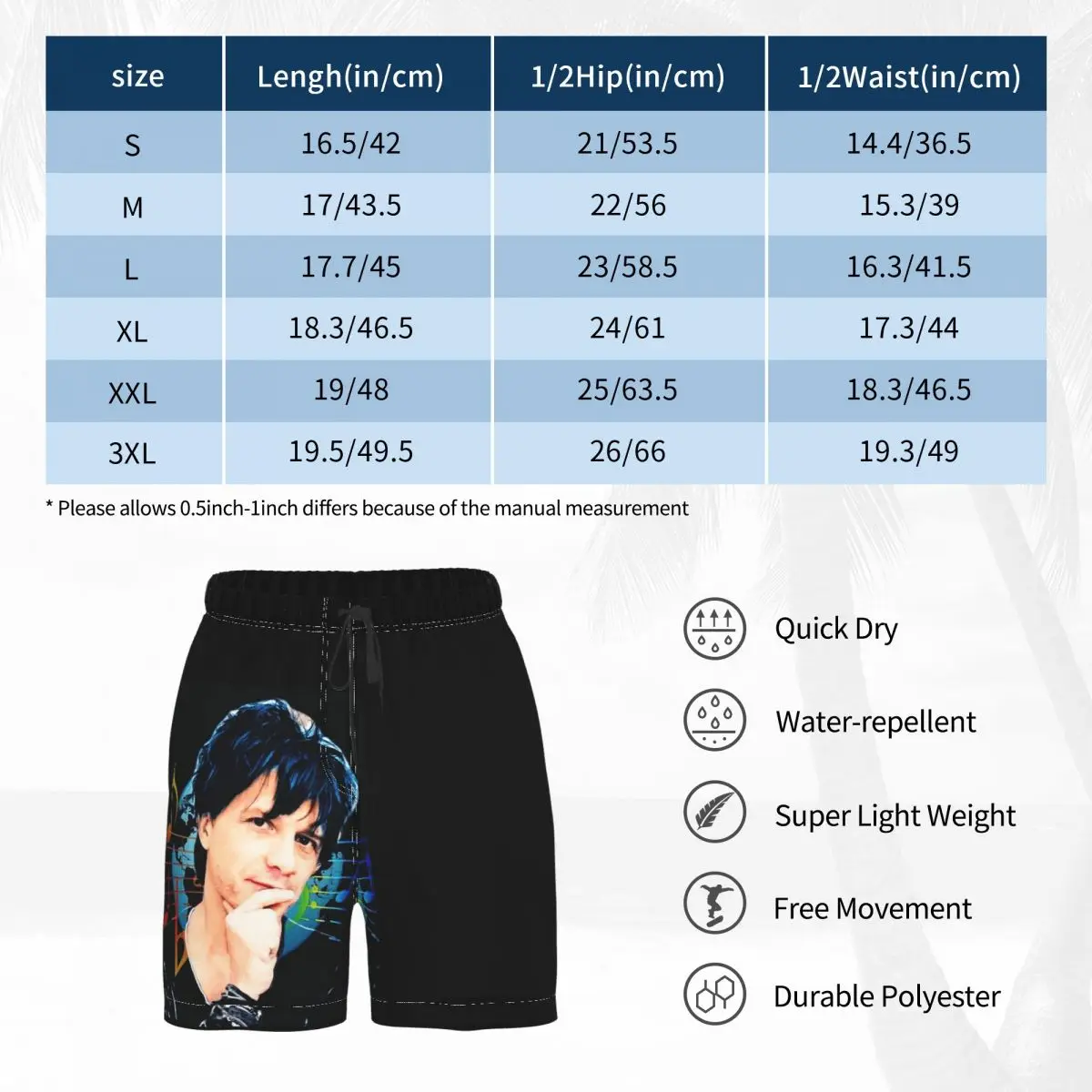 

Promo Nicolas Sirkis Indochine Anime Beach Breathable Quick Dry Graphic Cool print R145 Casual Male Shorts