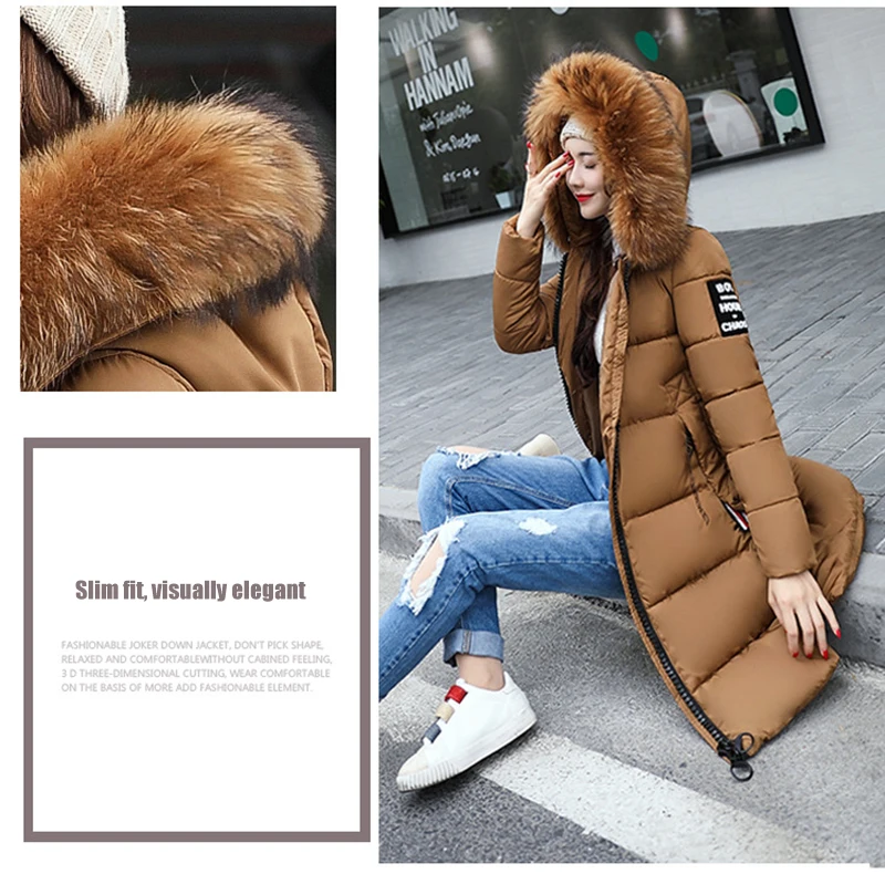 NEEDBO Winter Jacket Women Fur Collar Long Parka Casual Slim Woman Winter Coat Puffer Jacket Padded Outwear Coat Women Warm 2022
