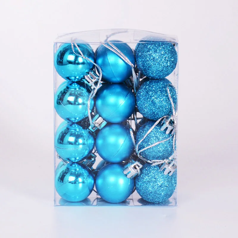 24 шт. 30 мм Мини рождественские мячики елочные шары пластиковые подвесные