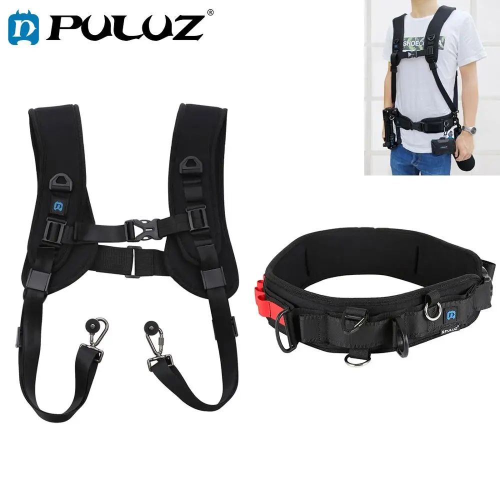 

PULUZ PKT3060 2 в 1 многофункциональная Комплект пояс ремень + двойной ремень через плечо Наборы с одной главной балкой с крючком для SLR / DSLR камер