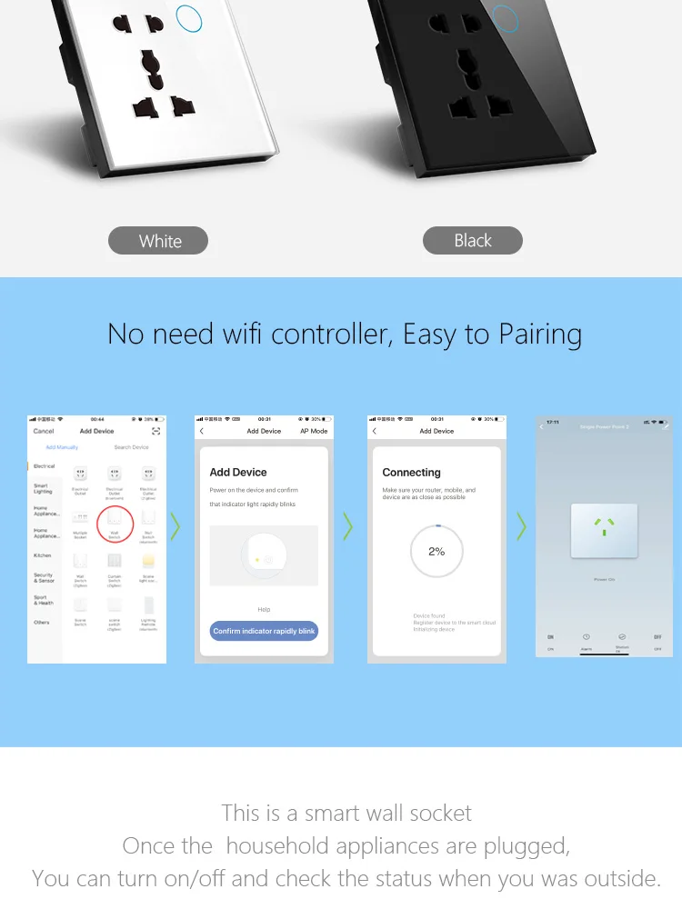 ASEER 5 контактный разъем wifi UK 86*86*38 мм, Черный Кристалл Закаленное стекло панель wifi розетка, совместимый google, alexa умная настенная розетка