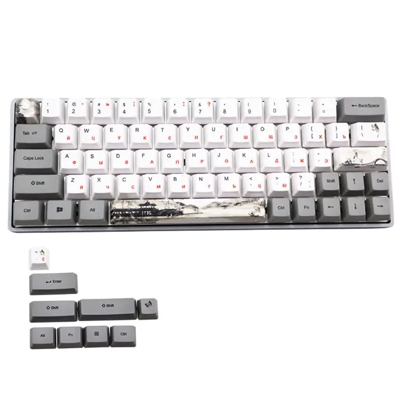 73 ключа чернил сублимационная механическая клавиатура Keycaps PBT OEM профиль для GH60 GK61