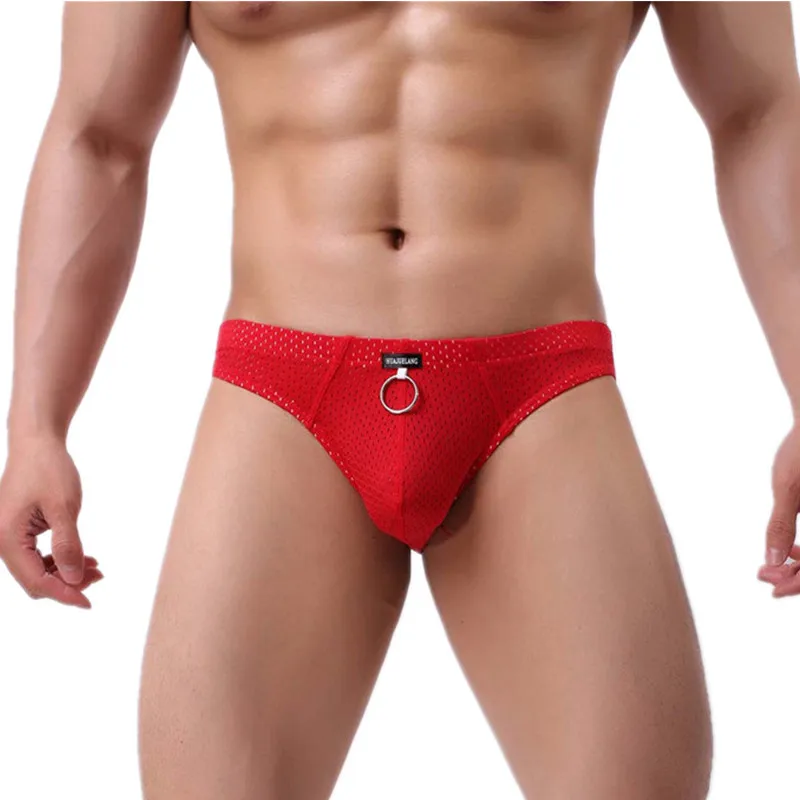 Трусы брифы мужские сетчатые с мешочком для пениса дышащие трусы заниженной