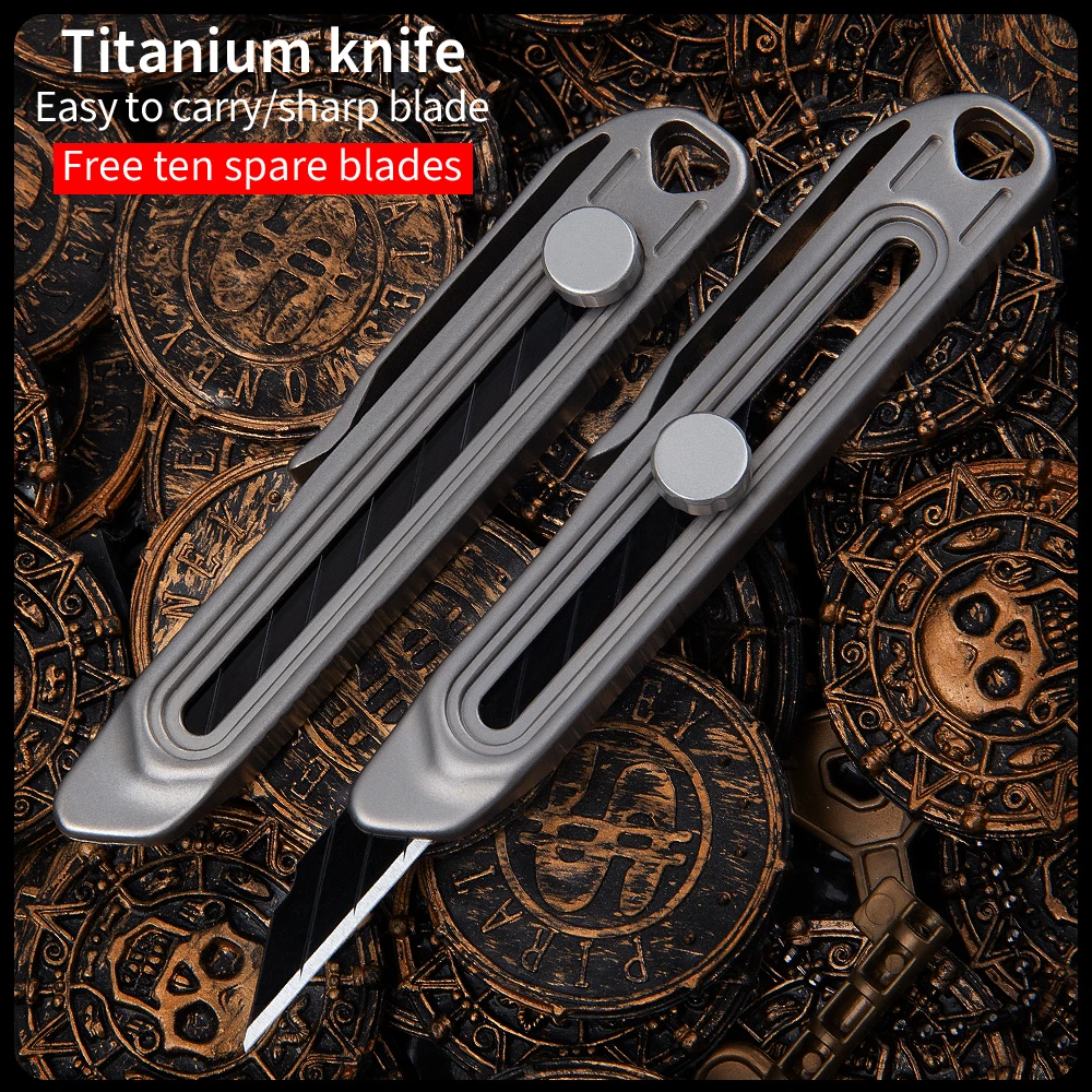 

Titanium alloy push-pull telescopic knife outdoor self-defense knife multi-function utility knife portable EDC knife