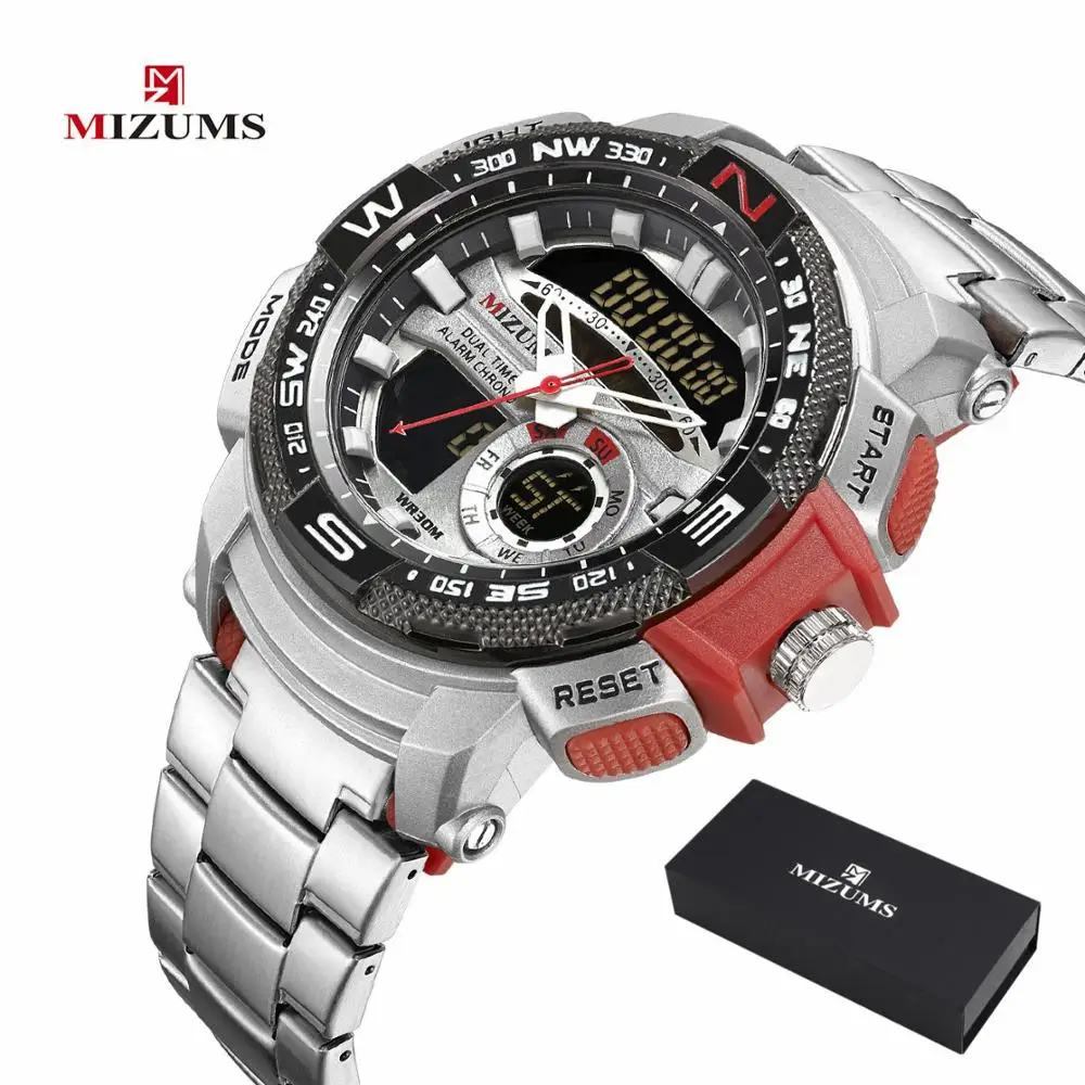 MIZUMS новые военные наручные часы светодиодный цифровые спортивные мужские из