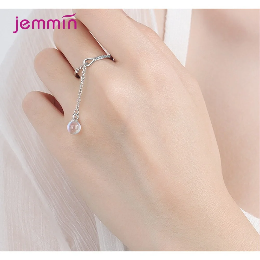 Женские открытые кольца с кисточками и кубическим цирконием из стерлингового