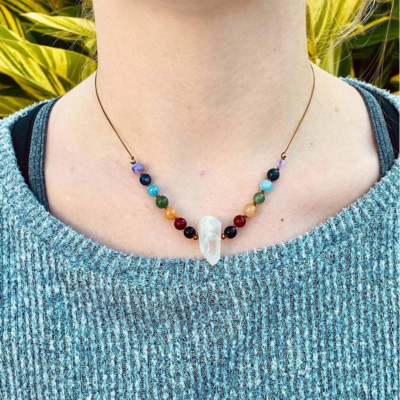 Chakra Necklace Healing Crystal Necklace Crystal Choker Gift for Her 7 Chakra Necklace Choker Healing Crystal Necklace