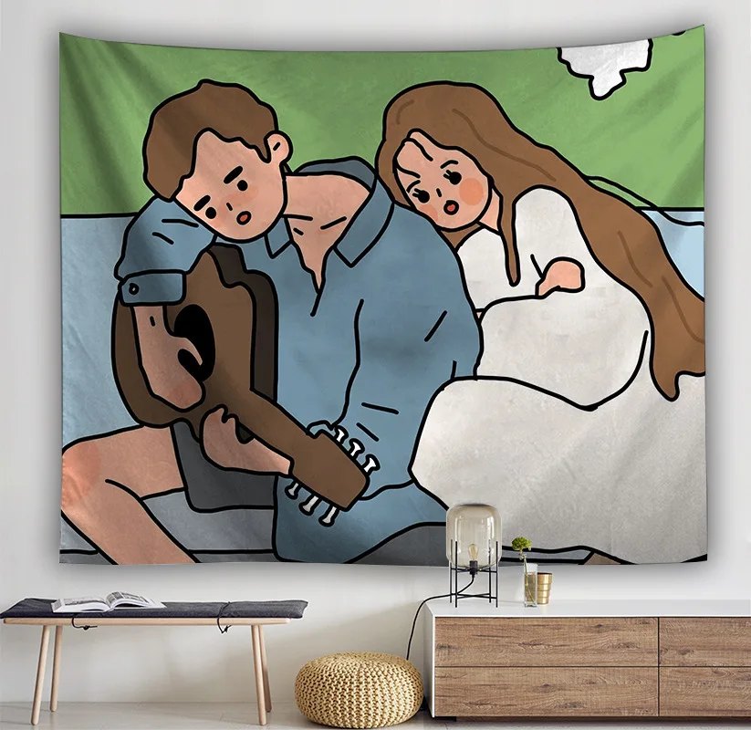 

Kpop INS Tapestry Girl Lovely Wall Tapestry Hanging Wall Cloth Carpet Bedroom TV Background Tapestries Rugs Dorm Decor Blanket