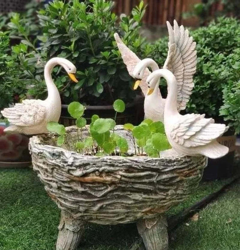 

Resin Swan Ornament Creative Micro Landscape Rockery Furnishings for Outdoor Garden Courtyard Decoration part