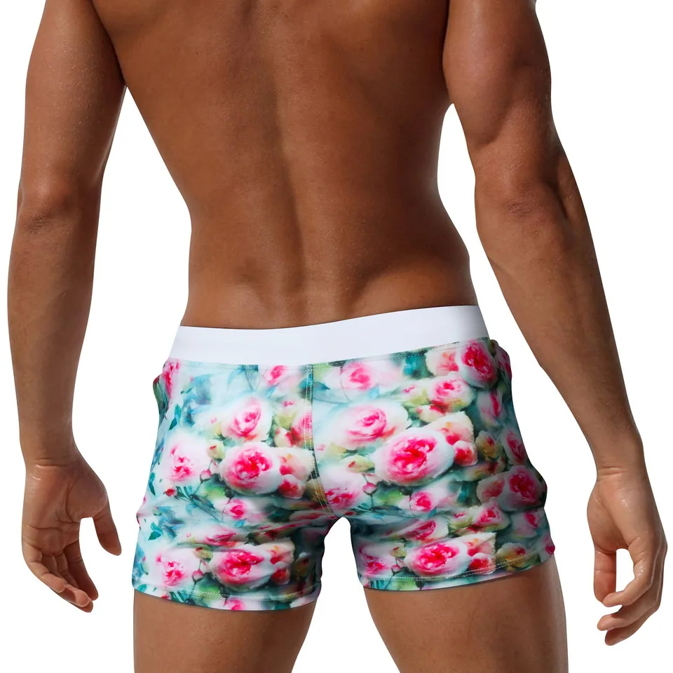 Новый мужской купальный костюм на молнии с карманами и цветочным принтом бикини