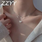 ZZYY корейская мода Посеребренная Блестящая бабочка ожерелье для женщин Изысканная двухслойная цепь до ключицы ожерелье ювелирные изделия подарок