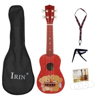 irin 21inch ukulele cute bear pattern basswood ukelele mini guitar 4 strings musical instruments with bag strap string capo