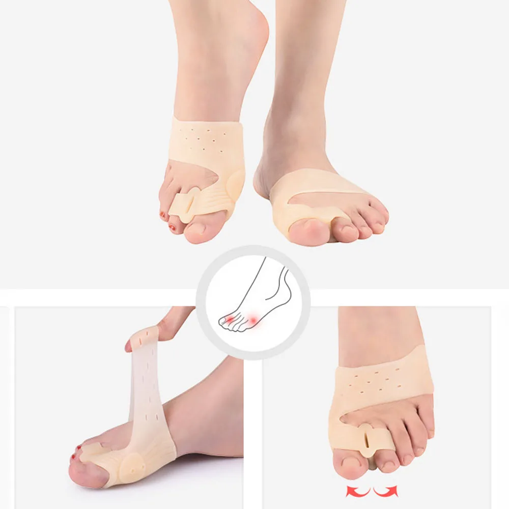 

Silicone Double Hole Toe Seperator Bunion Corrector Bone Big Toe Separator Hallux Valgus Straightener Toe Spreader Pedicure Tool