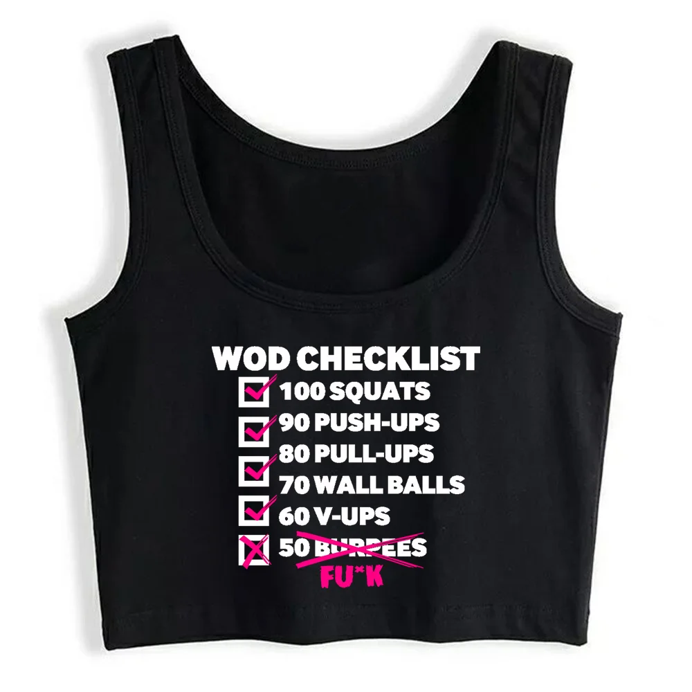 

Crop Top Women Wod Checklist Aesthetic Y2k Harajuku Gothic Tank Top Female Clothes