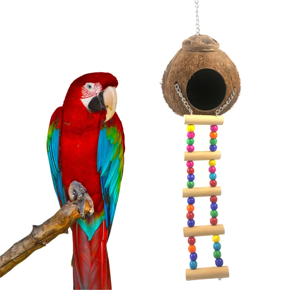 Натуральный деревянный попугай игрушки гнездо для попугая товары птиц Кокосовая