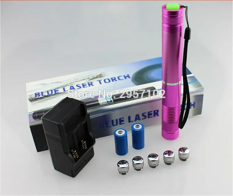 

Super Powerful! Military 100000m 100W 450nm Blue laser pointer Flashlight Light Burn match candle lit cigarette wicked Hunting
