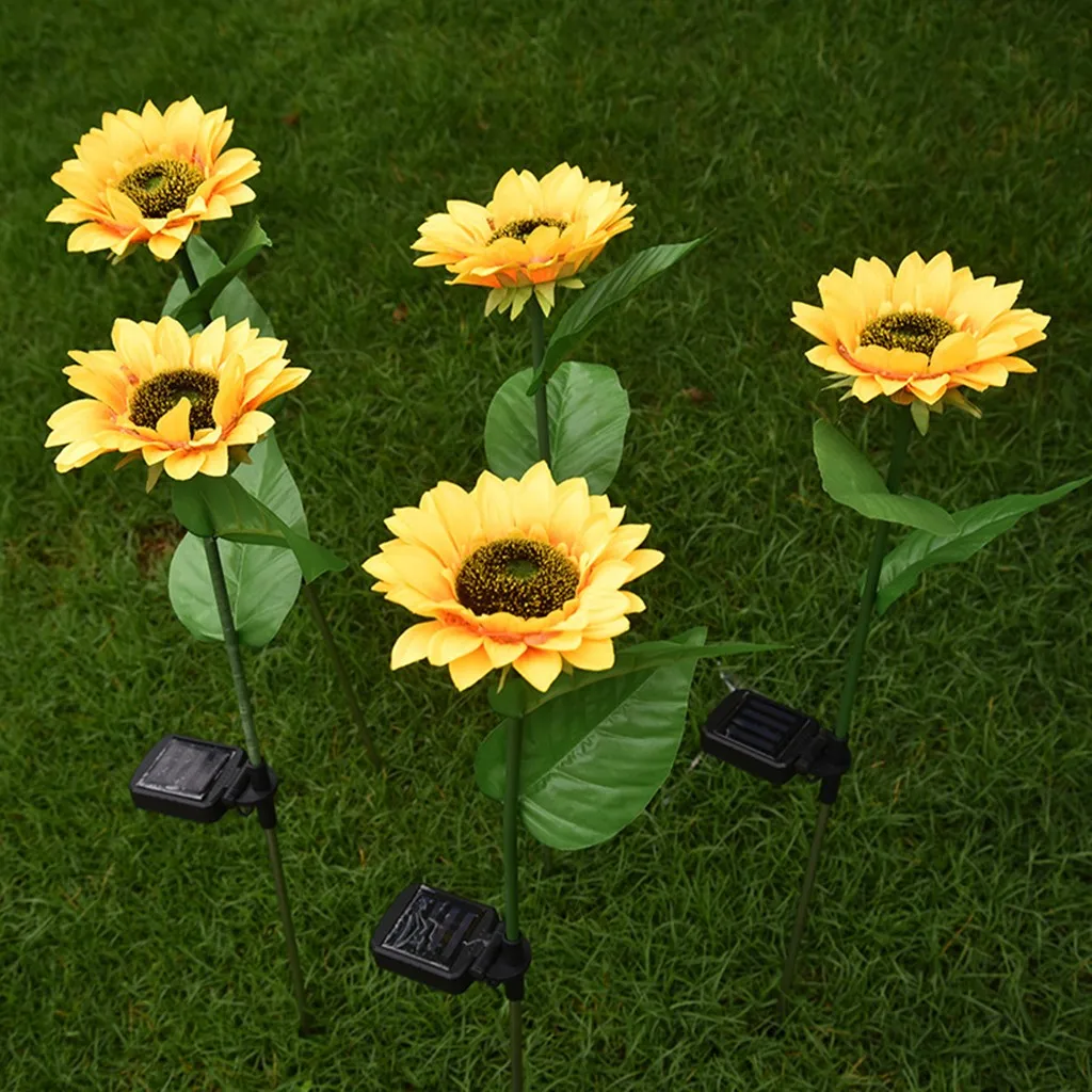 Шестые Напольного Солнечного света Sumflower сад Двор лужайка ландшафт Lamp 2 ПК Led
