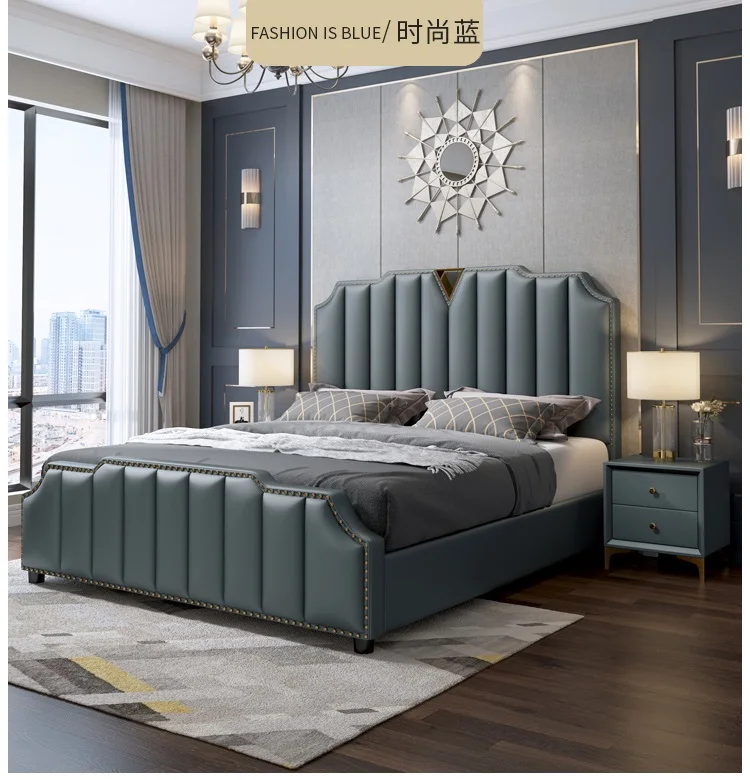 Современная кровать Дизайнерская кожаная каркас мягкие кровати домашняя мебель