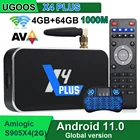 Youtube Google Play 3D H.265 DDR4 ОЗУ 4 ГБ 32 ГБ Amlogic S905X4 2,4G 5G WiFi 1000M BT 4K Android 11 TV Box Original Ugoos X4 PRO