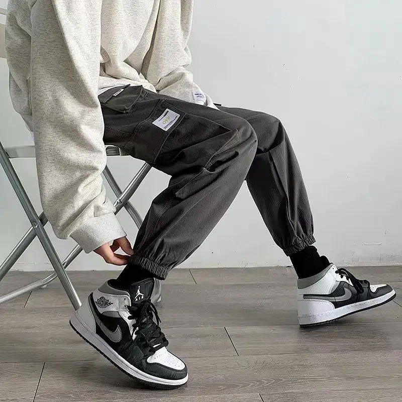 

HOUZHOU Punk Streetwear Black Cargo Pants Women Harajuku Hippie Oversize Gray High Waist Trousers For Female Hip Hop Gothic