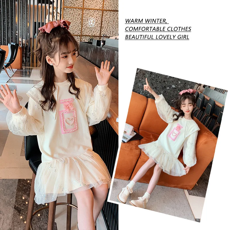 

New Fashion Girls Dress Long Sleeve Spring 2021 Kids Lace Princess Dresses Toddler Girl Fall Clothes 2021 Children Red Shirts