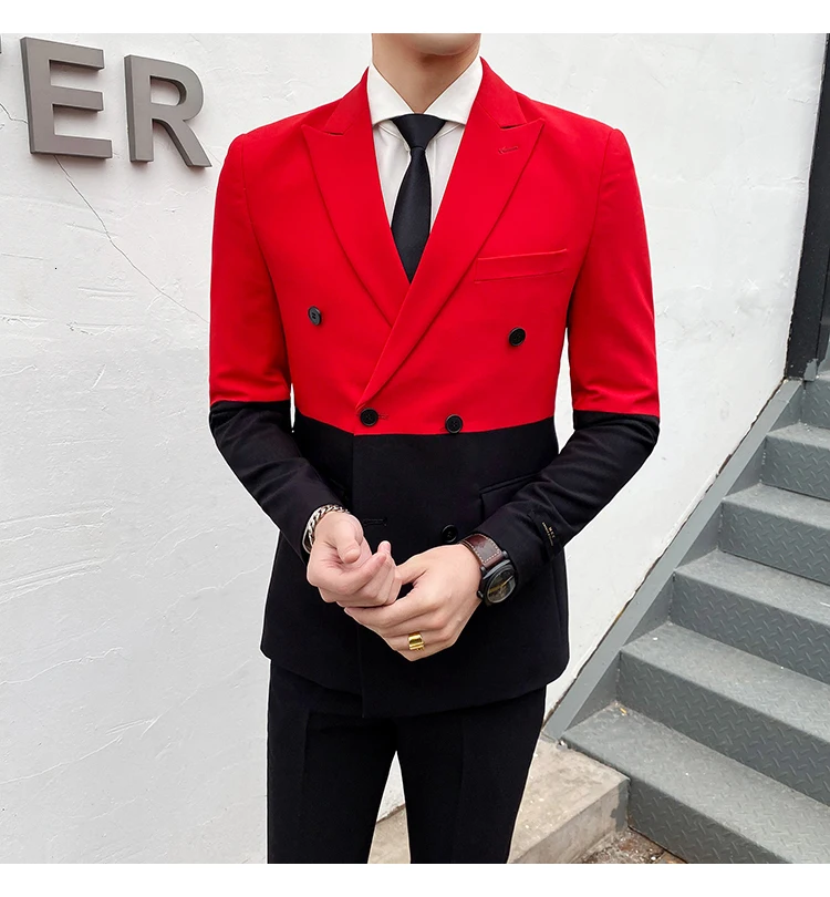 Traje Novio, мужские вечерние костюмы контрастных цветов, мужские костюмы для сцены, приталенные костюмы, брюки для выпускного, двубортный костюм, мужской костюм
