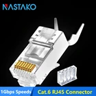 Разъем RJ45 Cat6, штекеры RJ45 50U, экранированный разъем RJ45 Cat6, сетевой кабель Ethernet 8P8C, 6 модульных штекеров