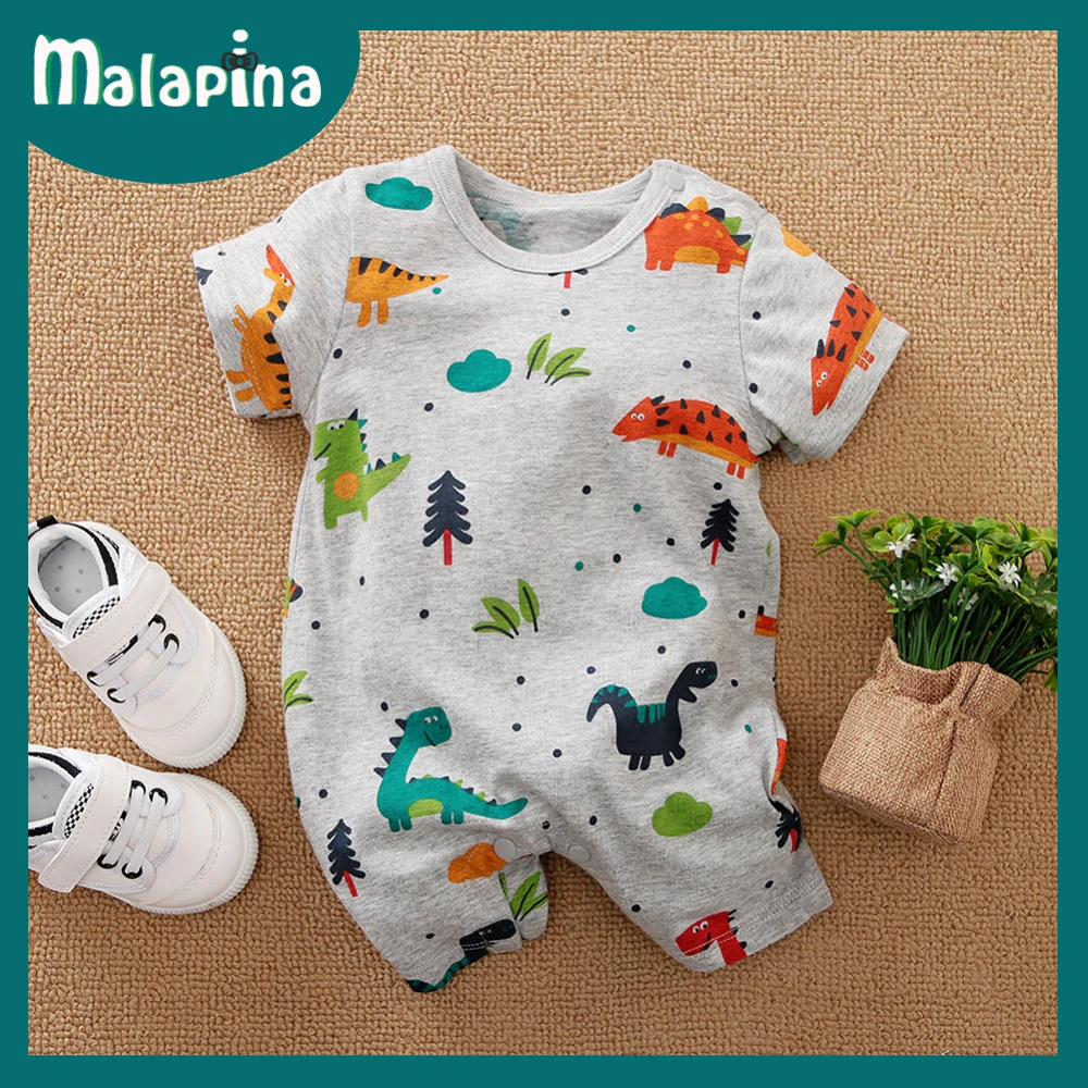 

Malapina NewBorn Baby Boy Clothes Girl Short-sleeved Cartoon Dinosaur Print Onesie Cotton Crawling Toddler Romper Jumpsuit 0-24M