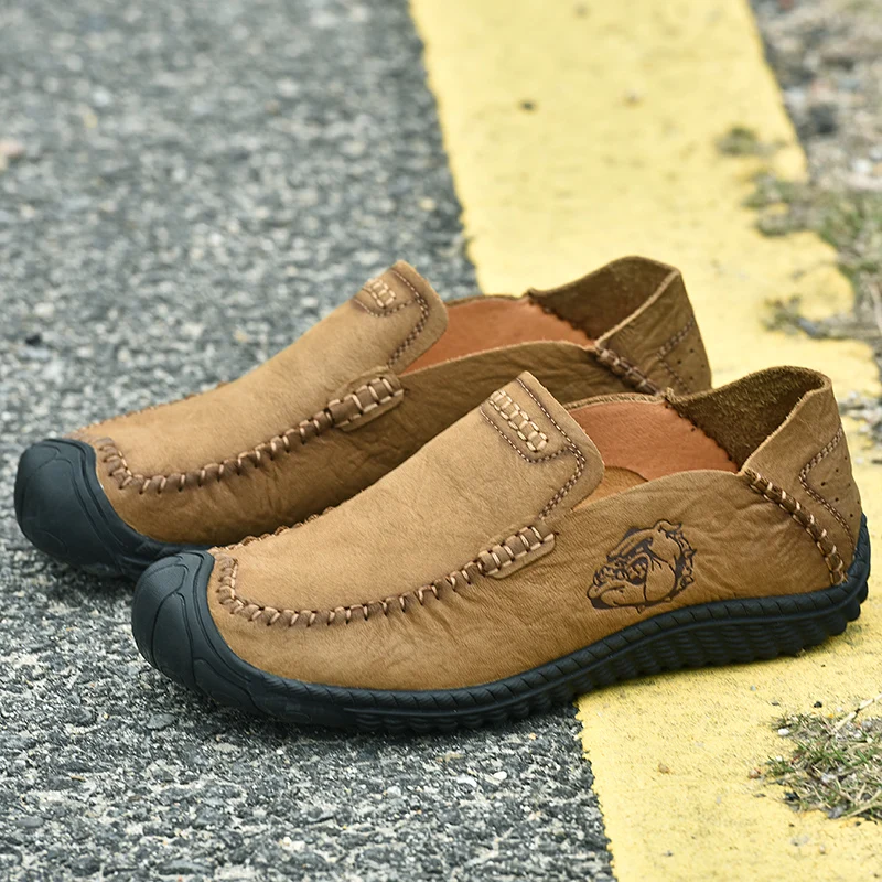 

Men Shoes Hot Selling Summer New Fashion Flat Casual Leather Lace-up Stylish Male Comfortable Lightweight Classic Retro Loafers