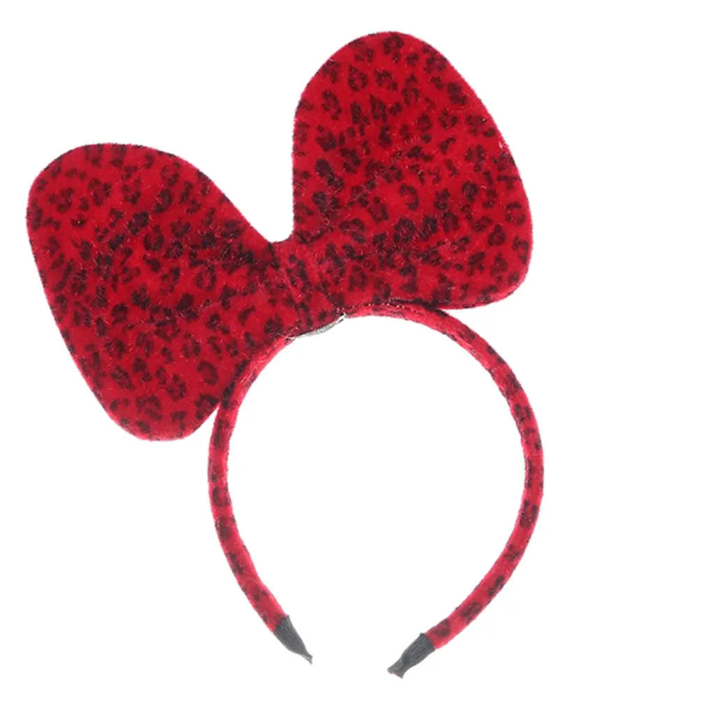 Повязка на голову женская с леопардовым бантом модный смешной ободок для косплея