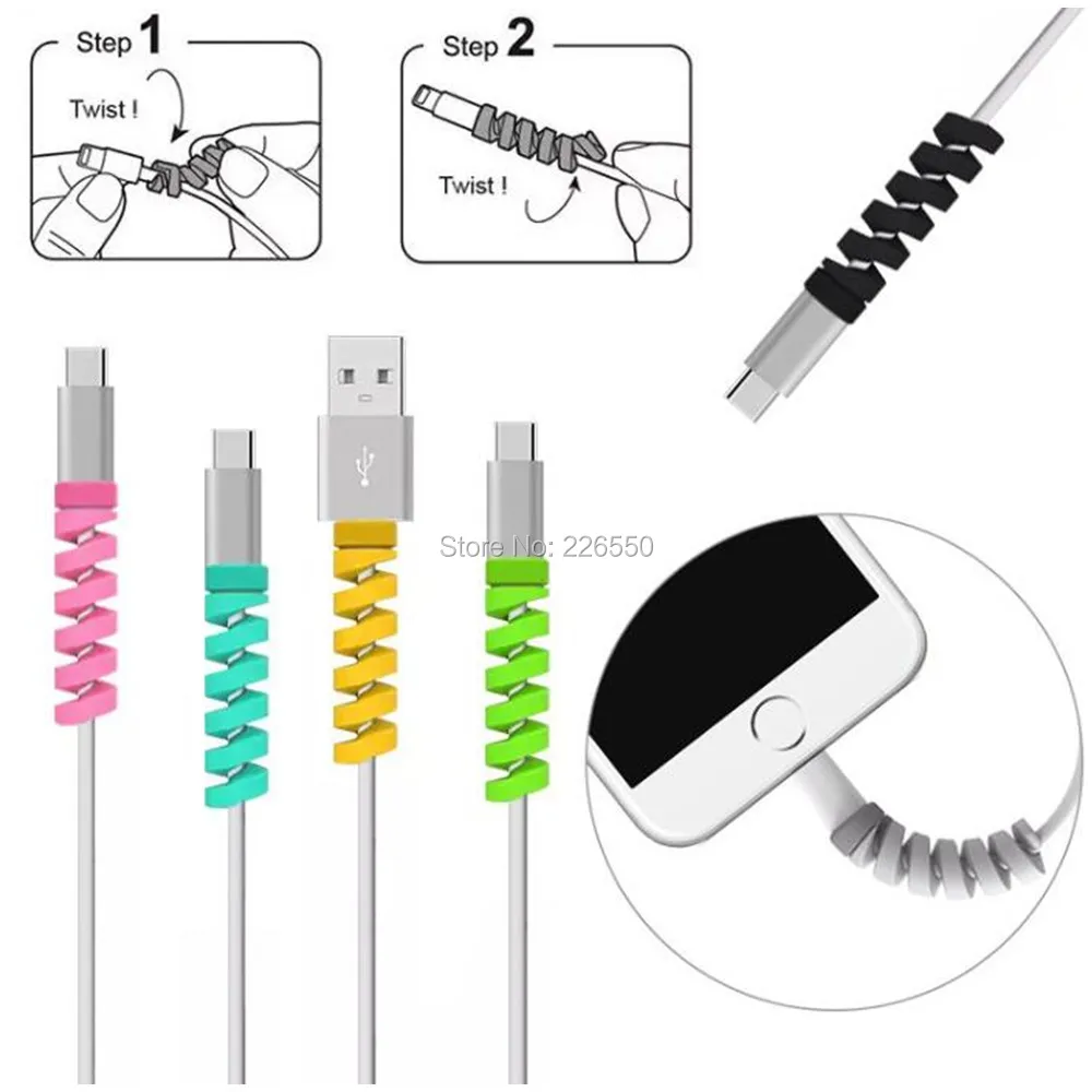 

1000Pcs Silicone USB Cable Protector,Charge Cable Saver,Wire Wrap Organizer Spiral Cable Winder for iphone Huawei Charging Cable