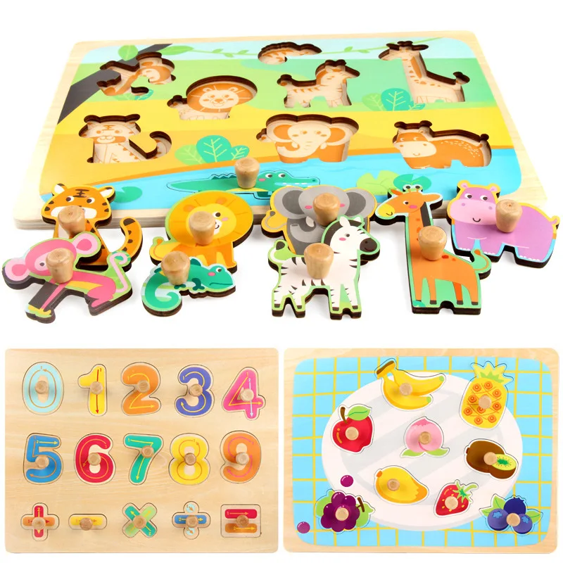 

Baby children's wooden nails grasping board early education educational toys shape recognition 0-3-6 years old wooden puzzle