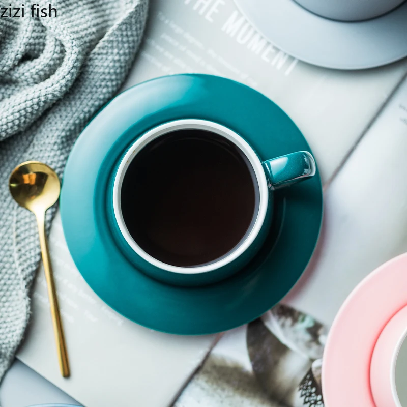 Керамическая кофейная кружка ложка набор для домашнего интерьера блюдце чашка