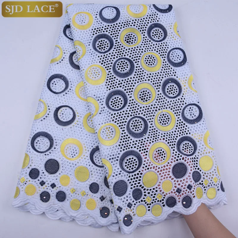 100% хлопок Дубай Африканский стиль кружевной ткани с камнями для свадебных
