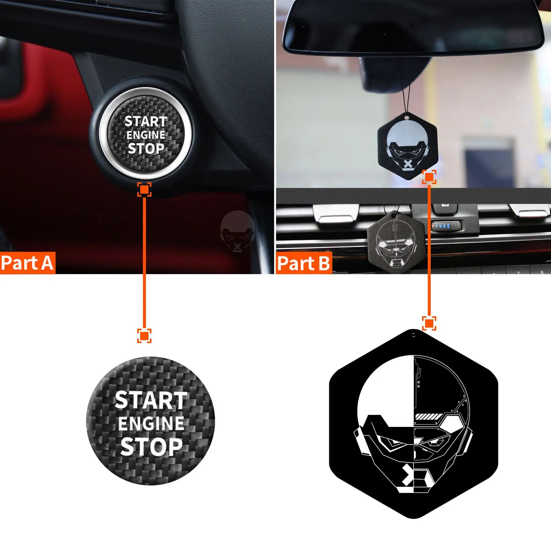 

Нажимное кольцо из углеродного волокна для запуска и остановки двигателя автомобиля, отделка для Alfa Romeo Giulia Stelvio, автомобильные аксессуары, ...