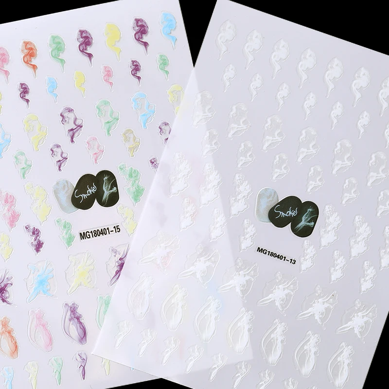 1 Лист наклейки для дизайна ногтей красочные 3D переводные дизайн дымовых