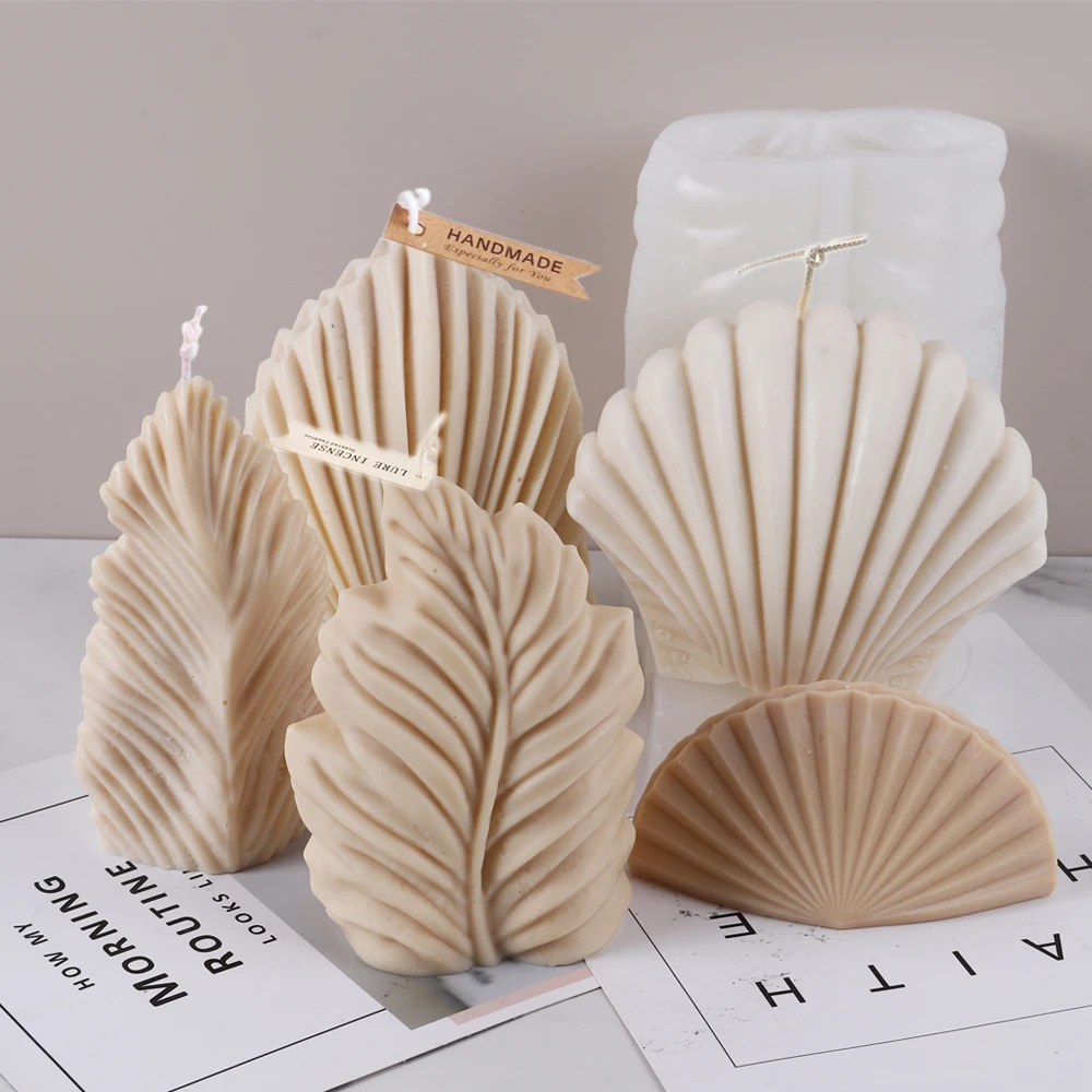 New Big Coral Shell Shape Candle Silicone Mold 3D Aromatherapy Handmade Soy Wax Candle Crafts Mould Forms Plaster Home Decor