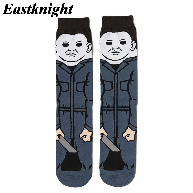 K1379 1 pair Michael Myers New Fashion Men Cotton Socks Famous Horror Movies Halloween Socks Unisex Funny Novelty Socks