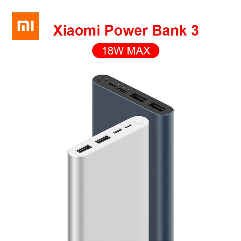 Внешний аккумулятор Xiaomi Power Bank 3 с 2 мя разъемами для зарядки 10000 мАч|Внешние