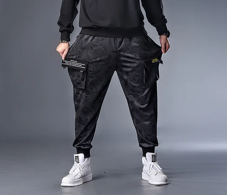 Плюс 7XL XXXXL Мужские осенне-зимние камуфляжные повседневные спортивные штаны для бега мешковатые шаровары Штаны Слаксы брюки с поясом спортивные штаны