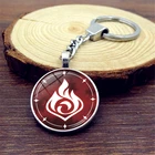 Аниме брелок для ключей Genshin Impact, брелок для ключей с подвеской в виде глаза Бога, воды, ветра, гроза, огня, камня, льда, брелок для ключей от машины